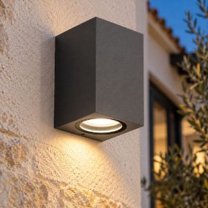Gea luce shin applique da esterno rettangolare monoemissione grigio antracite gu10 ip44