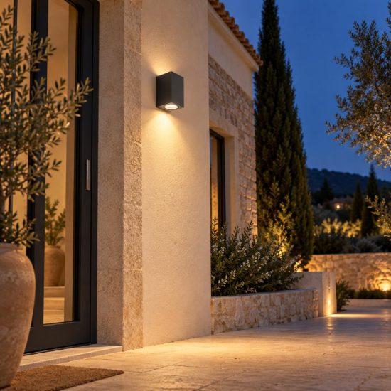 Gea luce shin applique da esterno rettangolare monoemissione grigio antracite gu10 ip44