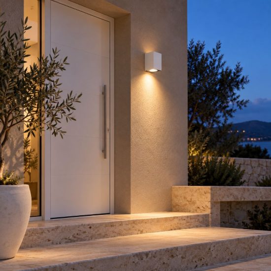 Gea luce shin applique da esterno rettangolare biemissione bianca 2xgu10 ip44