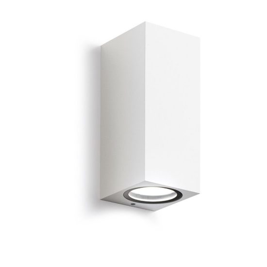 Gea luce shin applique da esterno rettangolare biemissione bianca 2xgu10 ip44
