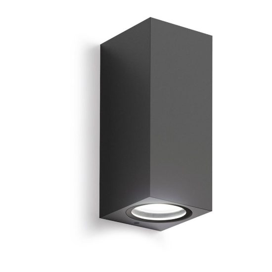 Gea luce shin applique da esterno rettangolare biemissione grigio antracite 2xgu10 ip44