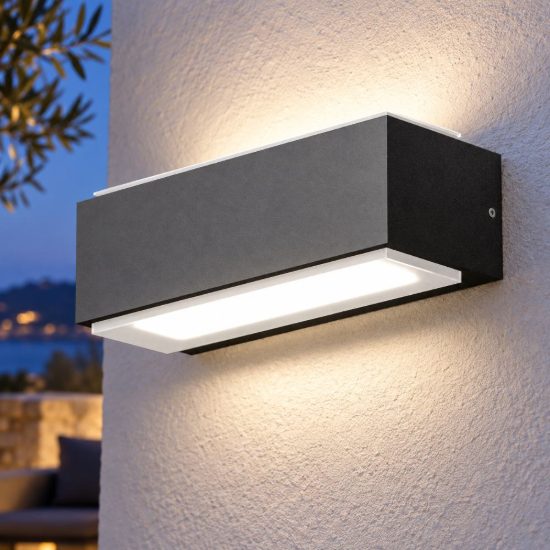 Gea luce ges960 applique da esterno biemissione piccola grigio antracite led 2x5w 4000k ip65