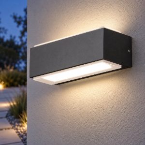 Gea luce ges960 applique da esterno biemissione piccola grigio antracite led 2x5w 3000k ip65