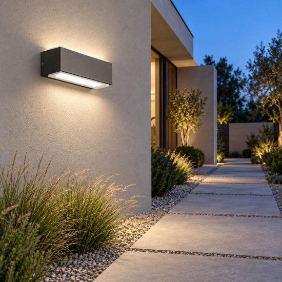 Gea luce ges960 applique da esterno biemissione piccola grigio antracite led 2x5w 3000k ip65