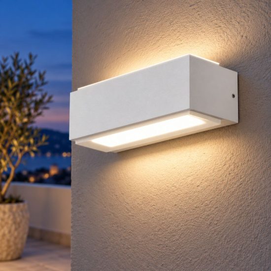 Gea luce ges960 applique da esterno biemissione piccola bianca led 2x5w 4000k ip65
