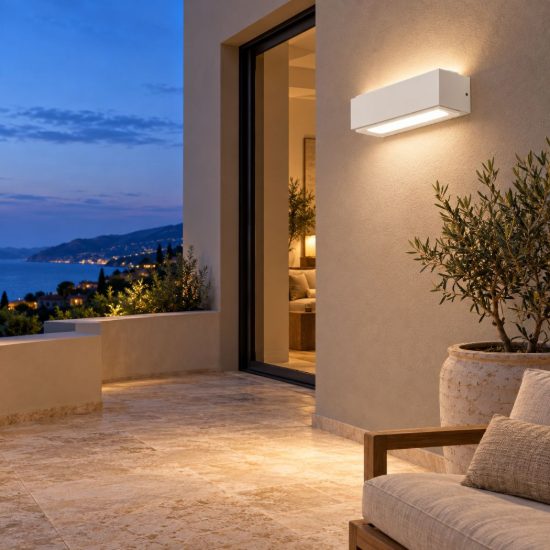 Gea luce ges960 applique da esterno biemissione piccola bianca led 2x5w 4000k ip65