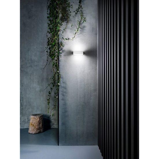 Gea luce ges960 applique da esterno biemissione piccola bianca led 2x5w 4000k ip65