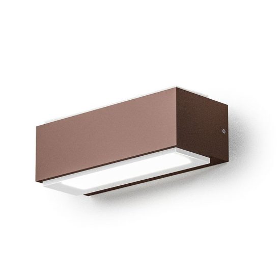 Gea luce ges960 applique da esterno biemissione piccola ruggine led 2x5w 3000k ip65