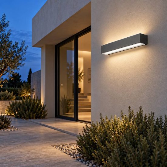 Gea luce ges960 applique da esterno biemissione grande grigio antracite led 2x10w 3000k ip65