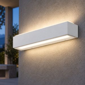 Gea luce ges960 applique da esterno biemissione grande bianca led 2x10w 4000k ip65