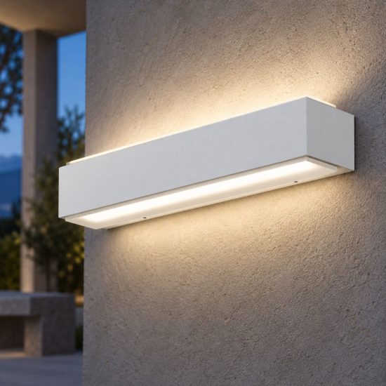 Gea luce ges960 applique da esterno biemissione grande bianca led 2x10w 4000k ip65