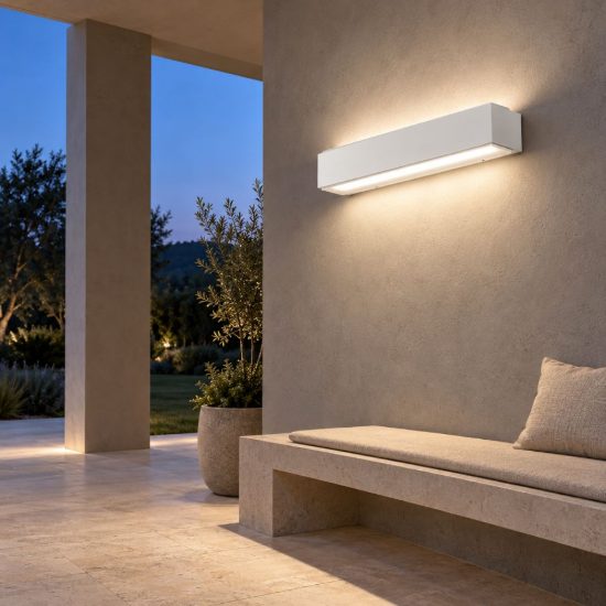 Gea luce ges960 applique da esterno biemissione grande bianca led 2x10w 4000k ip65