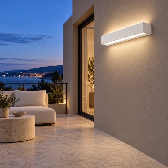 Gea luce ges960 applique da esterno biemissione grande bianca led 2x10w 3000k ip65