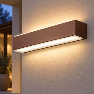 Gea luce ges960 applique da esterno biemissione grande ruggine led 2x10w 4000k ip65