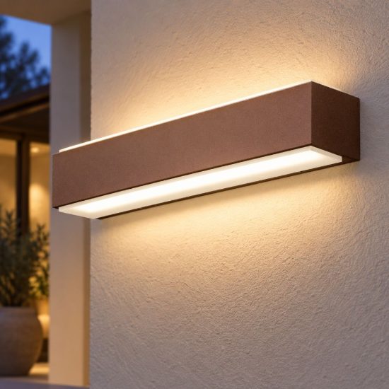 Gea luce ges960 applique da esterno biemissione grande ruggine led 2x10w 4000k ip65