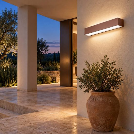Gea luce ges960 applique da esterno biemissione grande ruggine led 2x10w 4000k ip65