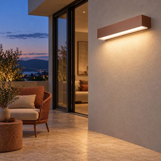 Gea luce ges960 applique da esterno biemissione grande ruggine led 2x10w 3000k ip65