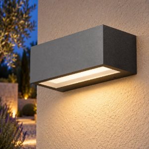 Gea luce ges970 applique da esterno rettangolare biemissione grigio antracite led 15w 4000k ip65