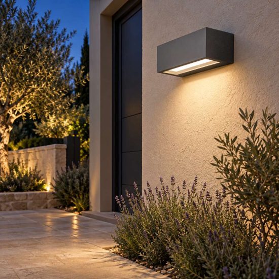 Gea luce ges970 applique da esterno rettangolare biemissione grigio antracite led 15w 4000k ip65