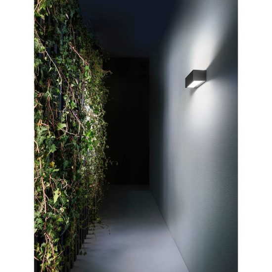 Gea luce ges970 applique da esterno rettangolare biemissione grigio antracite led 15w 4000k ip65
