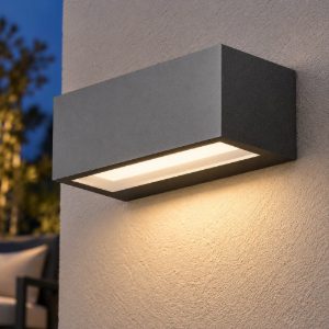 Gea luce ges970 applique da esterno rettangolare biemissione grigio antracite led 15w 3000k ip65