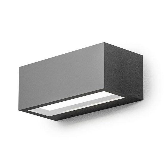 Gea luce ges970 applique da esterno rettangolare biemissione grigio antracite led 15w 3000k ip65
