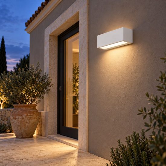 Gea luce ges970 applique da esterno rettangolare biemissione bianca led 15w 4000k ip65
