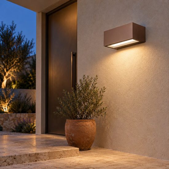 Gea luce ges970 applique da esterno rettangolare biemissione ruggine led 15w 4000k ip65
