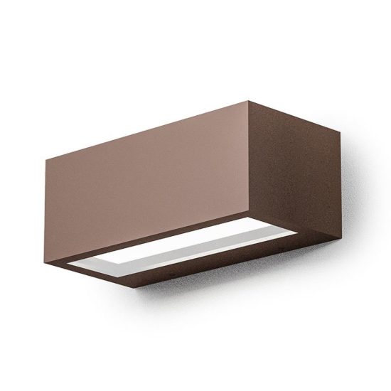 Gea luce ges970 applique da esterno rettangolare biemissione ruggine led 15w 4000k ip65