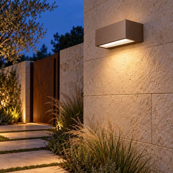Gea luce ges970 applique da esterno rettangolare biemissione ruggine led 15w 3000k ip65