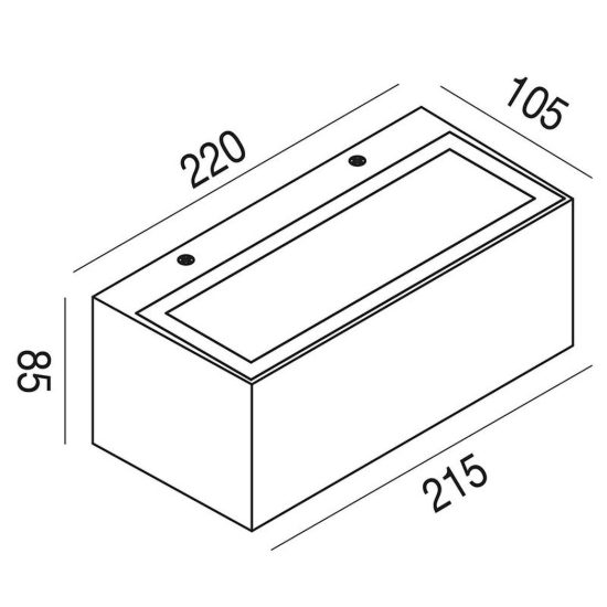 Gea luce ges970 applique da esterno rettangolare biemissione ruggine led 15w 3000k ip65