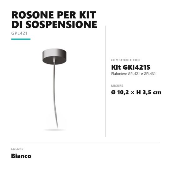 Gea luce gki421p rosone per kit di sospensione gki421s bianco