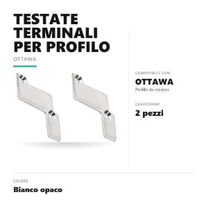 Gea luce gottb1 testate terminali per profilo da incasso ottawa bianco confezione 2 pezzi