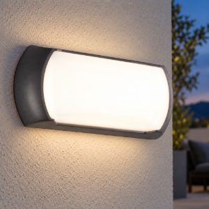 Gea luce nut applique da esterno rettangolare grigio antracite led 12w 4000k ip65