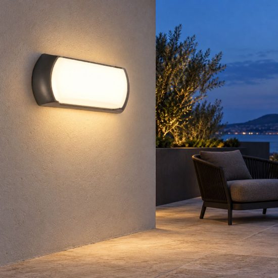 Gea luce nut applique da esterno rettangolare grigio antracite led 12w 4000k ip65