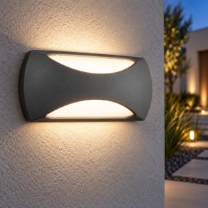 Gea luce gpl252 applique da esterno rettangolare grigio antracite led 12w 4000k ip65