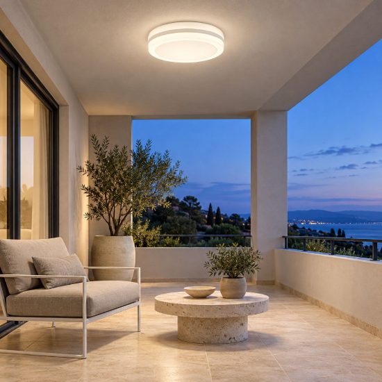 Gea luce gpl340 plafoniera da esterno moderna rotonda bianca led 30w cct 3000-6000k ip65