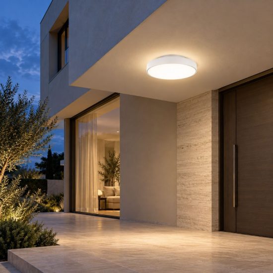 Gea luce gpl350 plafoniera da esterno rotonda piatta bianca led 24w cct 3000-4000k ip65