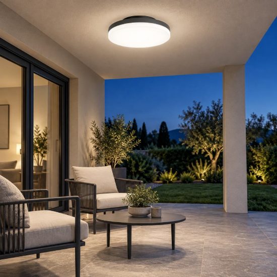 Gea luce gpl360 plafoniera da esterno rotonda bombata grigio antracite led 24w cct 3000-4000k ip65