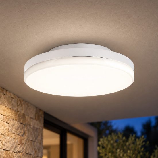 Gea luce gpl360 plafoniera da esterno rotonda bombata bianca led 24w cct 3000-4000k ip65