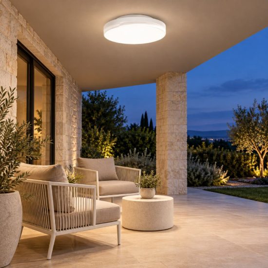 Gea luce gpl360 plafoniera da esterno rotonda bombata bianca led 24w cct 3000-4000k ip65