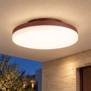 Gea luce gpl360 plafoniera da esterno rotonda bombata marrone led 24w cct 3000-4000k ip65