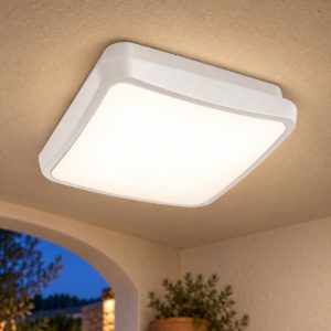 Gea luce gpl370 plafoniera da esterno moderna quadrata bianca led 24w cct 3000-4000k ip65