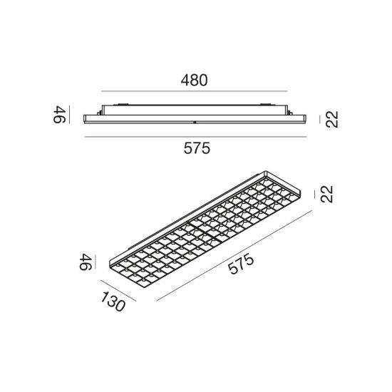Gea luce gpl420 plafoniera da esterno lineare bianca antiabbagliante led 22-34w cct 3000-6000k