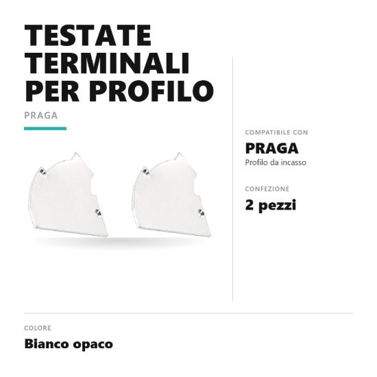 Gea luce gprtb1 testate terminali per profilo da incasso praga bianco confezione 2 pezzi