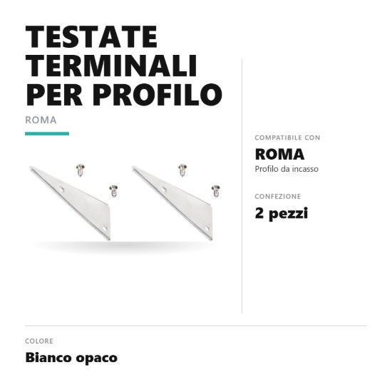 Gea luce grotb1 testate terminali per profilo da incasso roma bianco confezione 2 pezzi