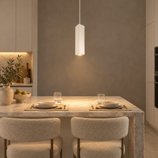 Gea luce gso100 lampada a sospensione per cucina moderna a sezione quadrata bianco satinato