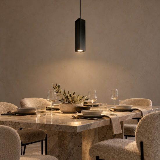 Gea luce gso100 lampada a sospensione per cucina moderna a sezione quadrata nero satinato