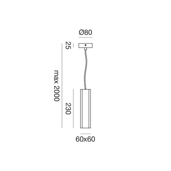Gea luce gso100 lampada a sospensione per cucina moderna a sezione quadrata nero satinato