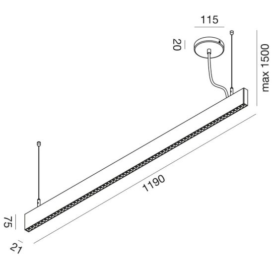 Gea luce gso110c lampadario a barra lineare moderno bianco satinato per ufficio led 40w 4000k